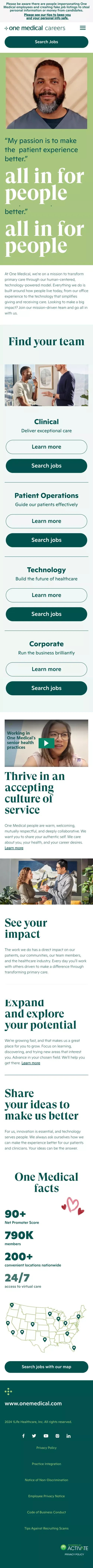 Careers | One Medical mobile view