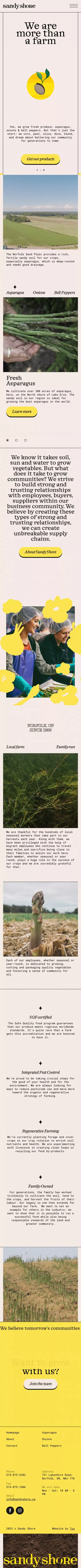Sandy Shore Farms | Something bigger brings us together mobile view