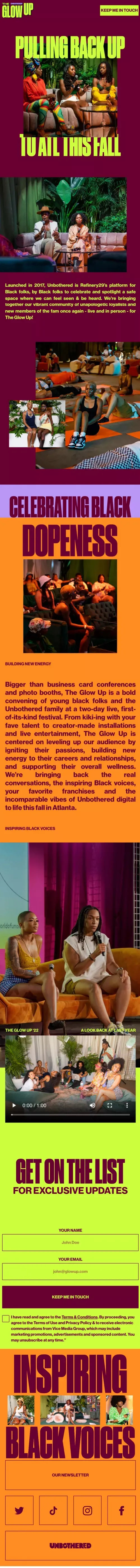 The Glow Up Festival 2023 mobile view