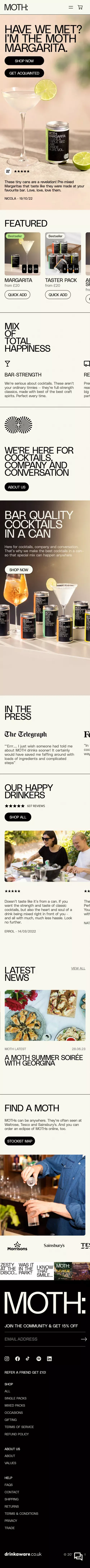 MOTH Drinks - The Best Cocktails in a Can mobile view