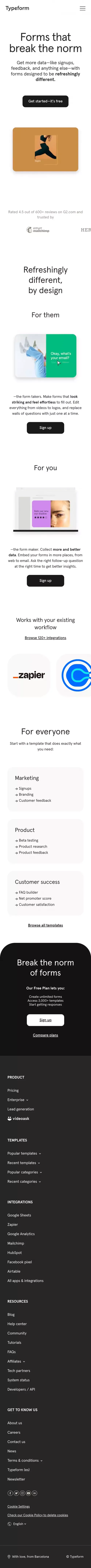 Typeform: People-Friendly Forms and Surveys mobile view