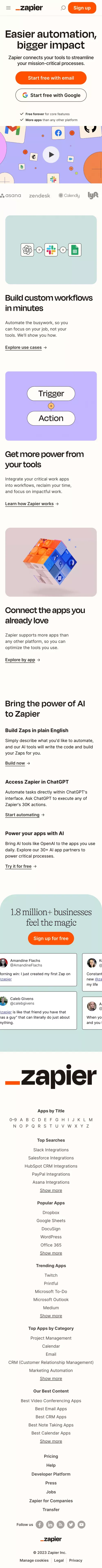 Zapier | Automation that moves you forward mobile view