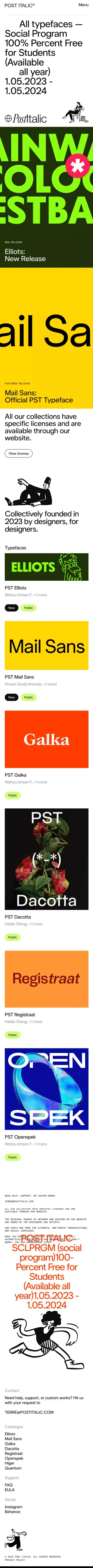 Post Italic Type Foundry mobile view