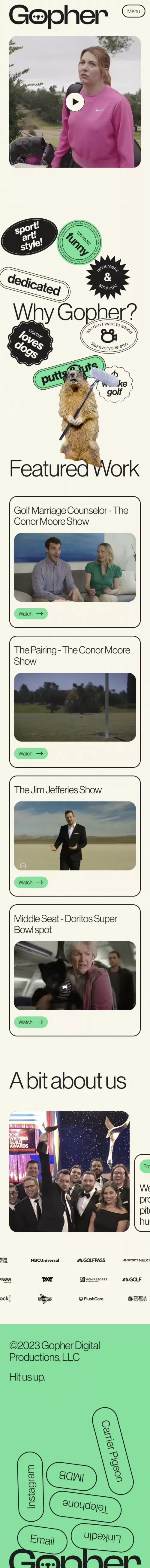 Gopher Productions mobile view