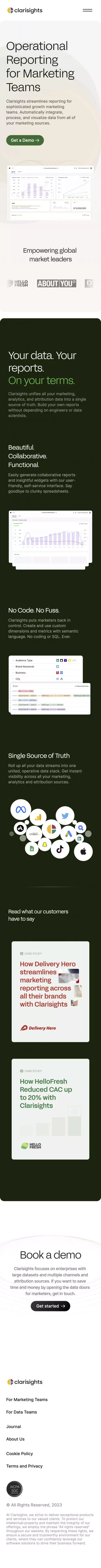 Clarisights mobile view