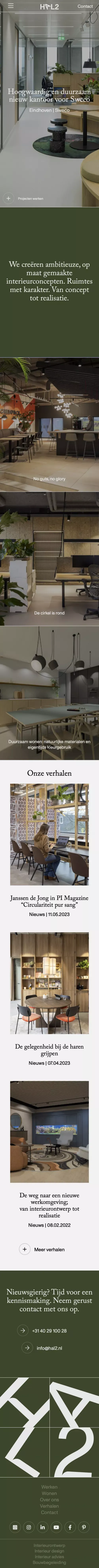 Hal2 ruimtevormgevers - van concept tot realisatie - Hal2 mobile view