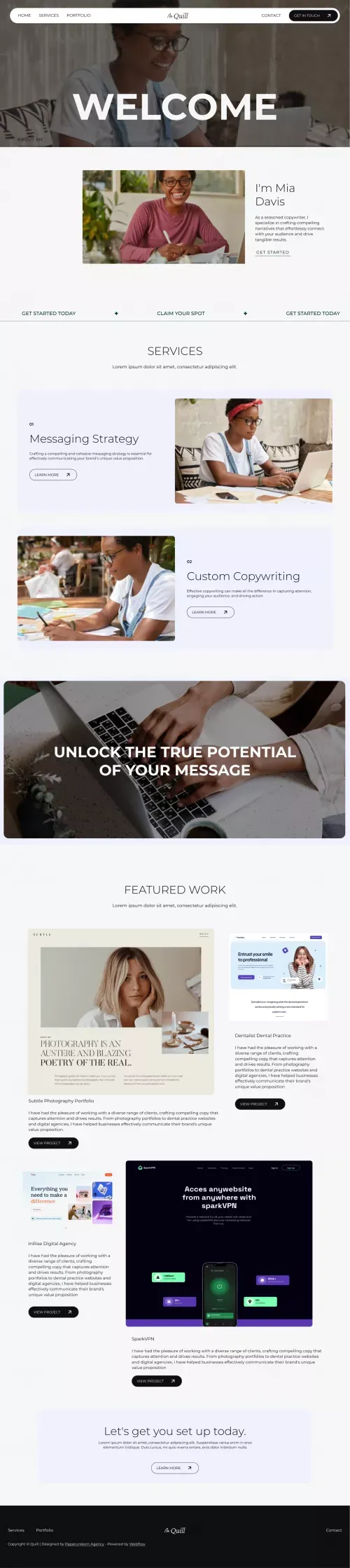 Quill - Portfolio HTML5 Responsive Website Template mobile view