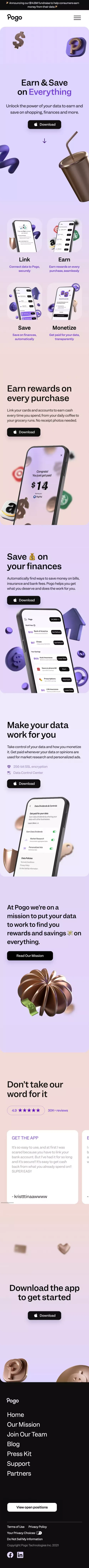 Pogo: Earn & Save on Everything mobile view