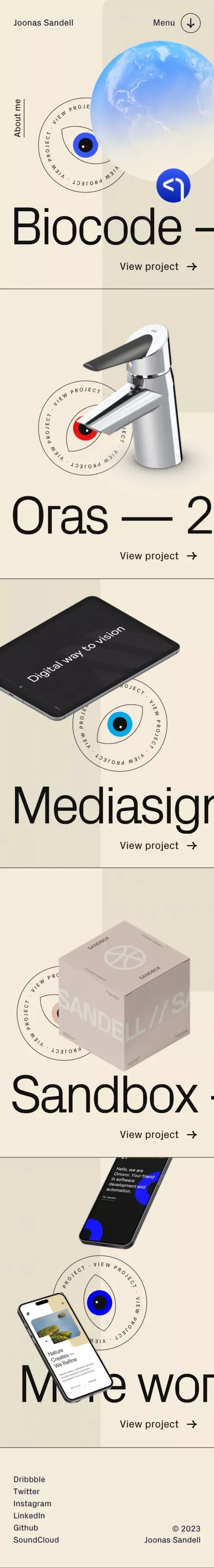 Joonas Sandell — Designer & Developer mobile view
