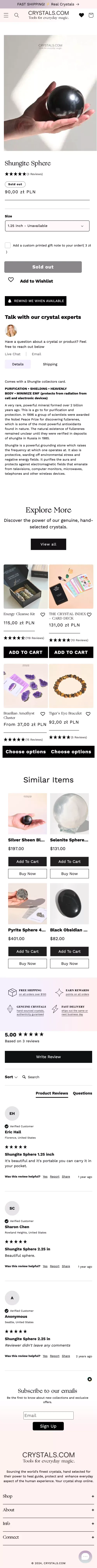 Shungite Sphere - Protect from EMF waves – CRYSTALS.COM mobile view