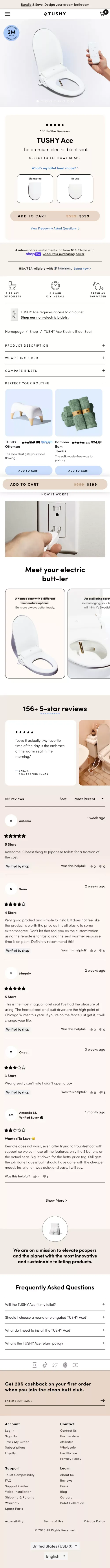 TUSHY Ace Electric Bidet Seat mobile view