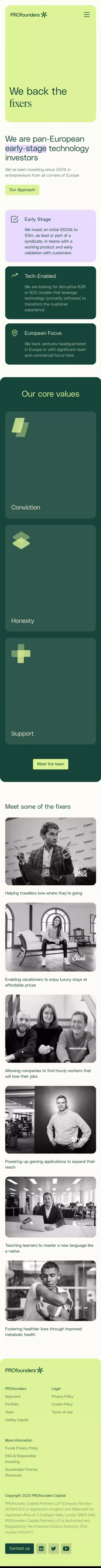 PROfounders | Home mobile view