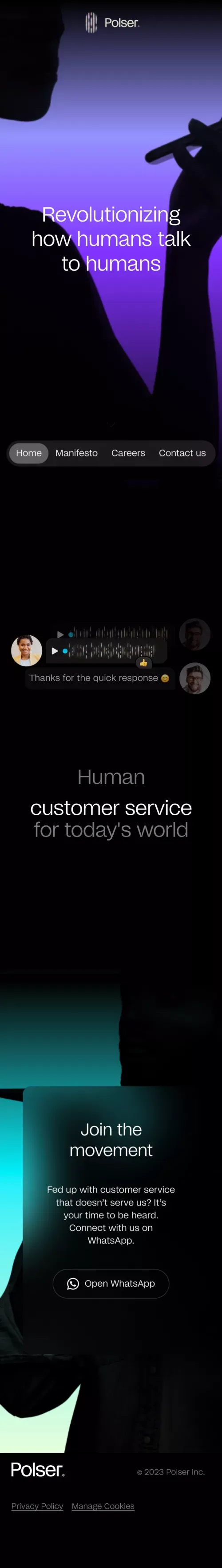 Polser — Revolutionizing how humans talk to humans mobile view