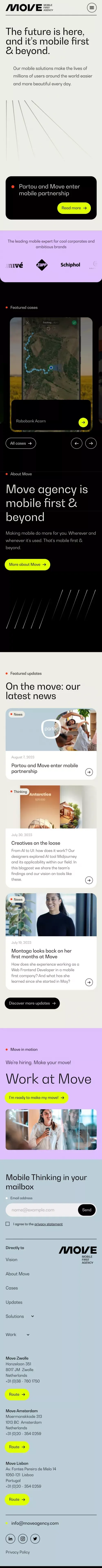 Move | mobile first agency mobile view