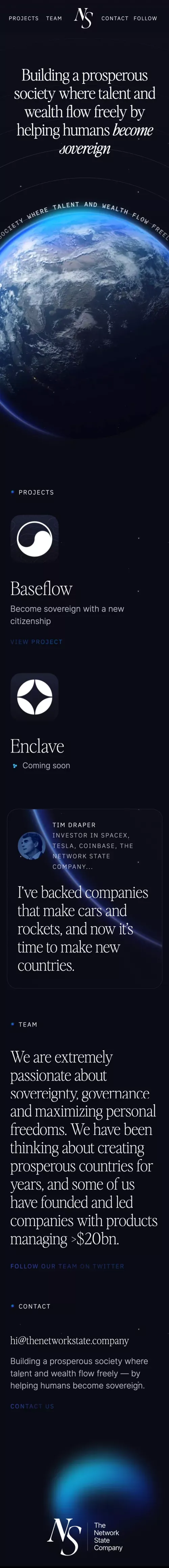 The Network State Company mobile view