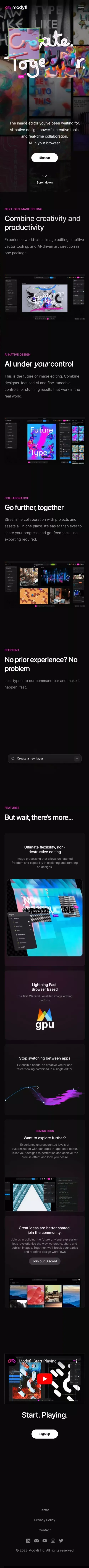 Modyfi - Create. Together. mobile view