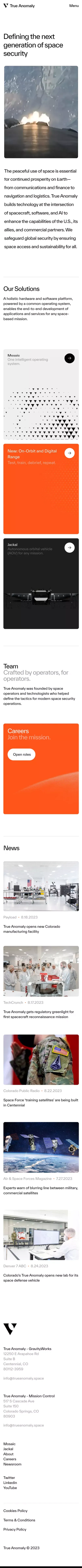 True Anomaly mobile view