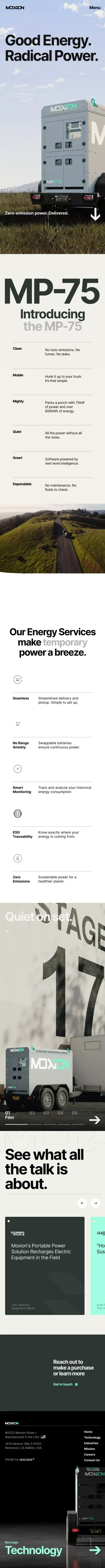 Moxion Power mobile view