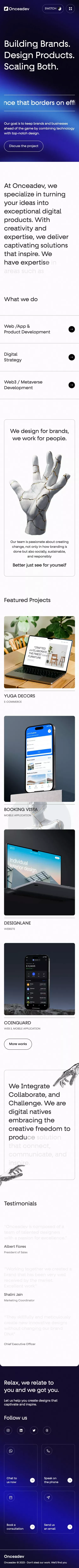 Onceadev - Building Brands, Driving Growth, Shaping Digital Experiences mobile view