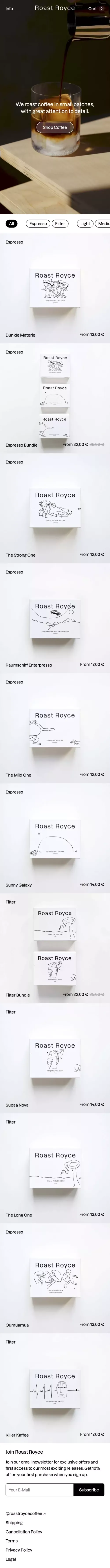 Roast Royce: Coffee Roastery mobile view