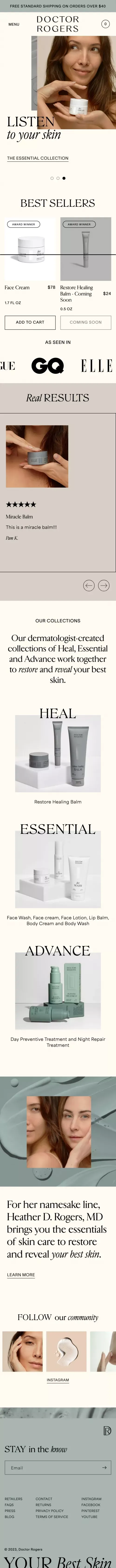 Doctor Rogers Safe, Hypoallergenic Restore Cream and Skincare Products mobile view