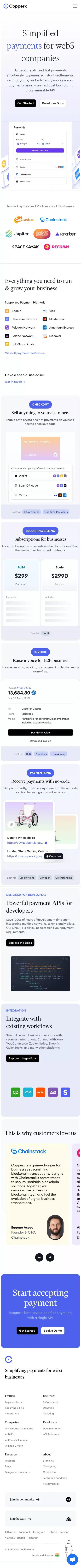 Simplified payments for web3 companies - Copperx mobile view