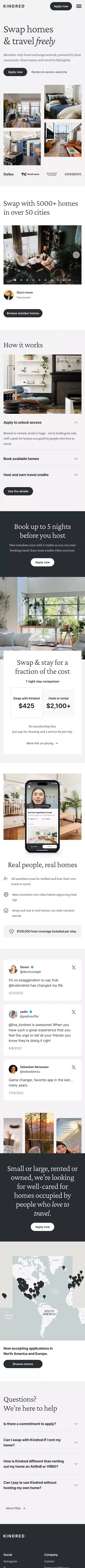 Trusted Home Swapping and Exchange Community | Kindred mobile view
