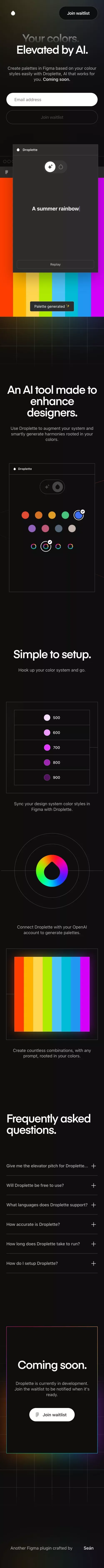 Droplette: Smart AI-Powered Color Palette Generator for Figma mobile view