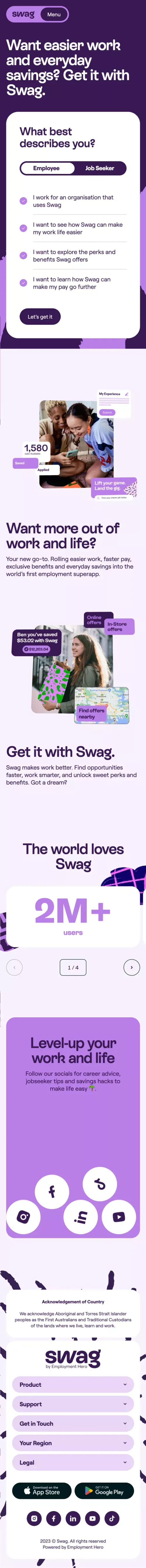 Swag: The All-in-one Superapp For Smarter Work, Career & Life. mobile view
