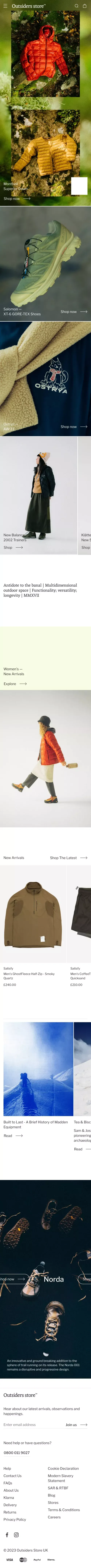 Outsiders Store - Outdoor Clothing & Equipment– Outsiders Store UK mobile view