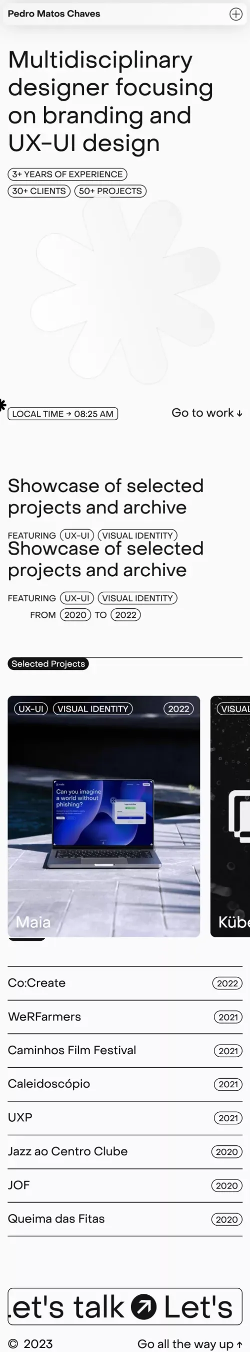 Pedro Matos Chaves · Design mobile view