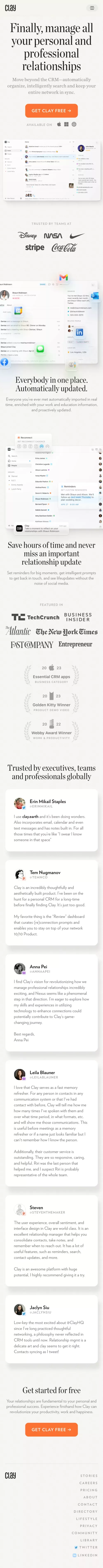 Clay - Be more thoughtful with the people in your network. mobile view