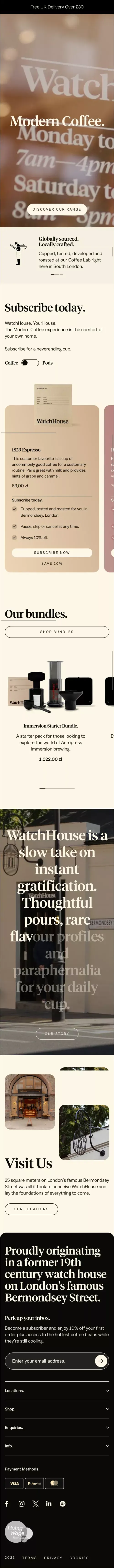 WatchHouse. Modern Coffee. mobile view