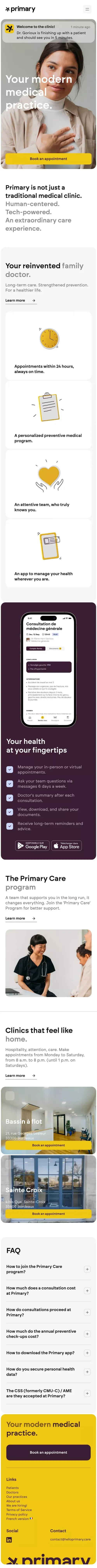 Primary - Your modern medical practice. mobile view