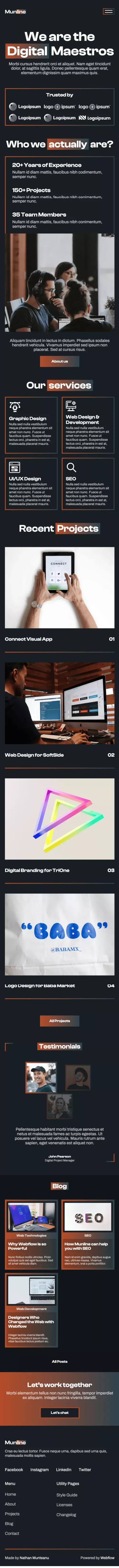 Munline - Agency HTML5 Responsive Website Template mobile view