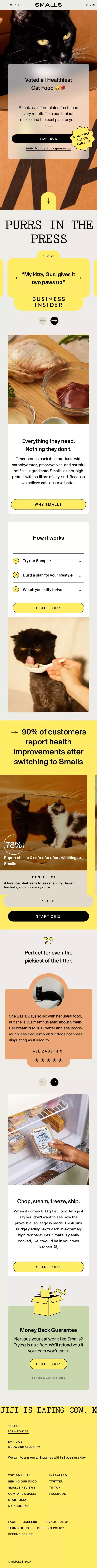 Fresh Human-Grade Cat Food Delivery | Smalls mobile view