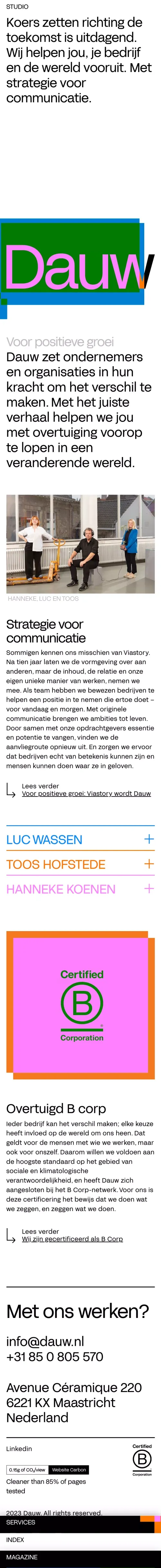 Dauw | Strategie voor communicatie mobile view
