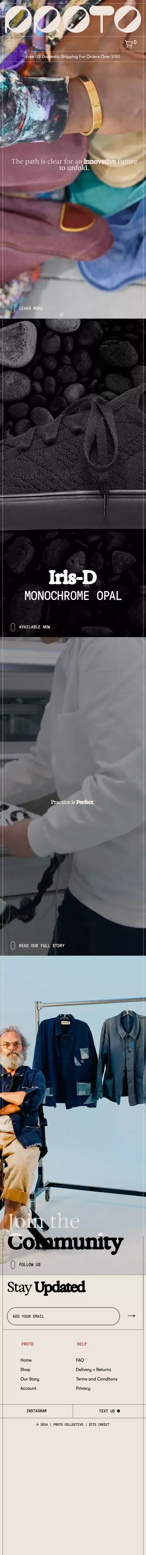 Proto Collective mobile view