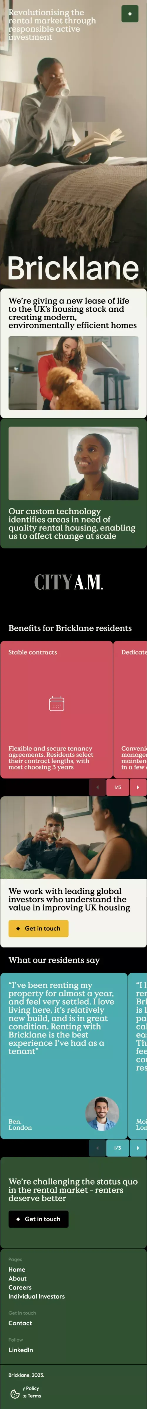 Bricklane | Responsible Investment in Single Family Residential mobile view