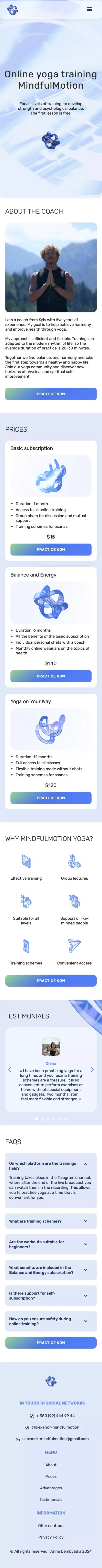 MindfulMotion Online Yoga mobile view