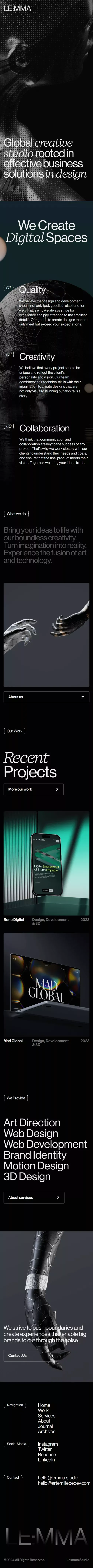 Le:mma Studio — Global Design Studio mobile view