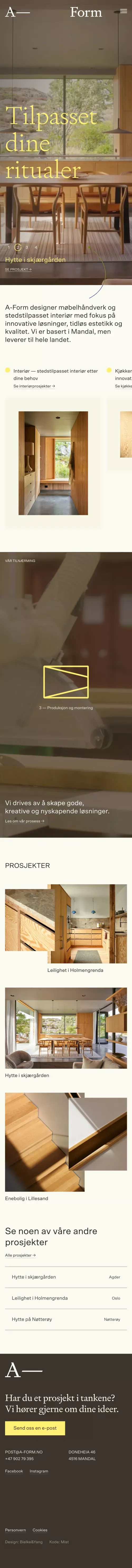 Tilpasset dine ritualer | A-Form mobile view