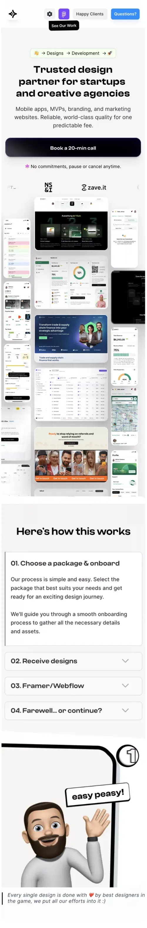 DesignMe - Trusted design partner for early-stage startups and creative agencies mobile view
