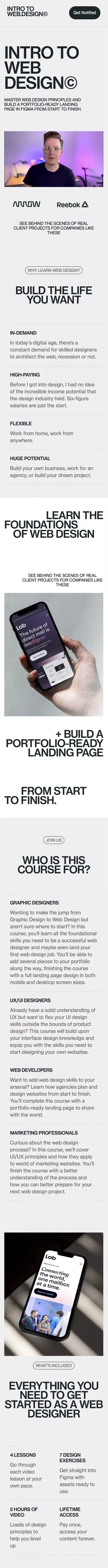 Intro to Web Design mobile view