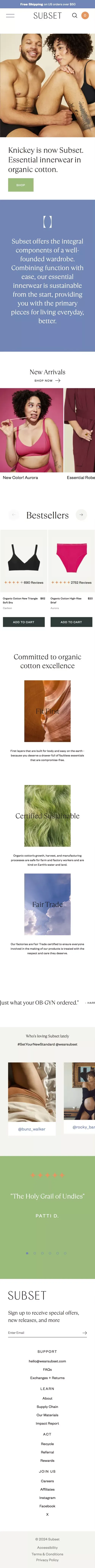 Subset: Essential Innerwear, Underwear, Bras, Lounge in Organic Cotton mobile view