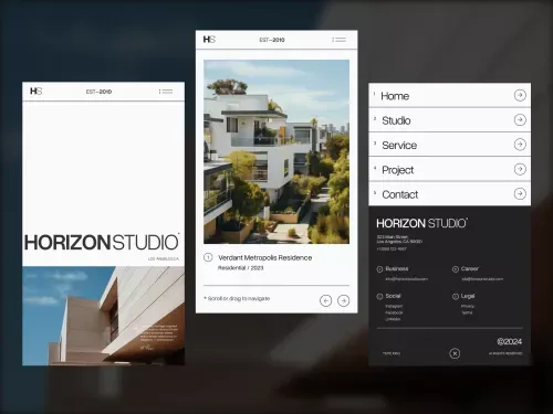 Horizon Studio - Los Angeles | RCS ISSUE–003 | Webflow Architecture Studio Free Template mobile view