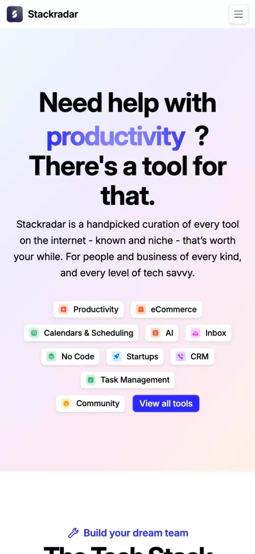 StackRadar mobile view