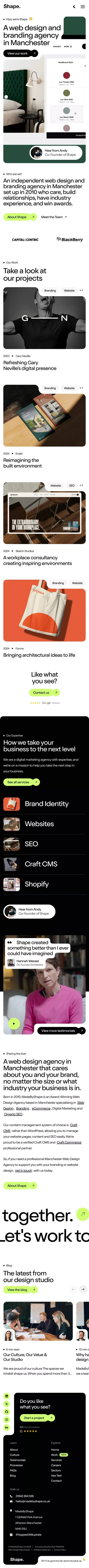 Web Design Manchester | Web Design Agency | MadeByShape mobile view