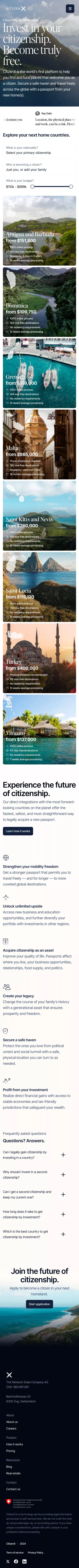 CitizenX | The most trusted Citizenship by Investment platform mobile view