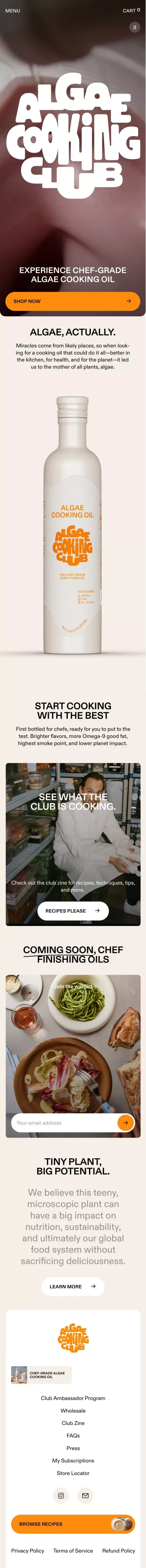Algae Cooking Club mobile view